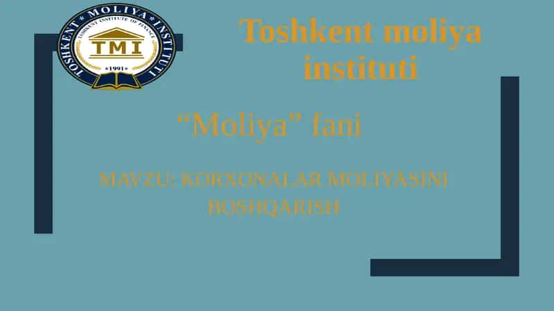 Moliyaviy qarorlar qabul qilish bosqichlari 1