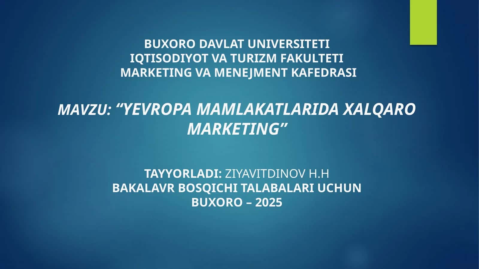 Yevropa mamalakatlarida xalqaro marketing 1