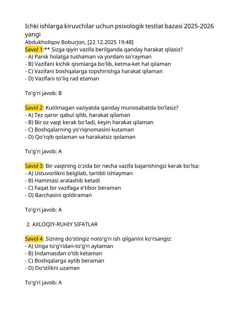 Ichki ishlarga kiruvchilar uchun psixologik testlat bazasi 2025-2026 yangi 1