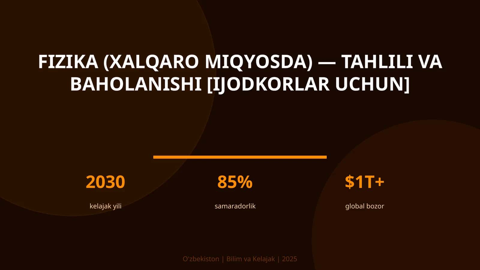 FIZIKA (XALQARO MIQYOSDA) — TAHLILI VA BAHOLANISHI [IJODKORLAR UCHUN] 1