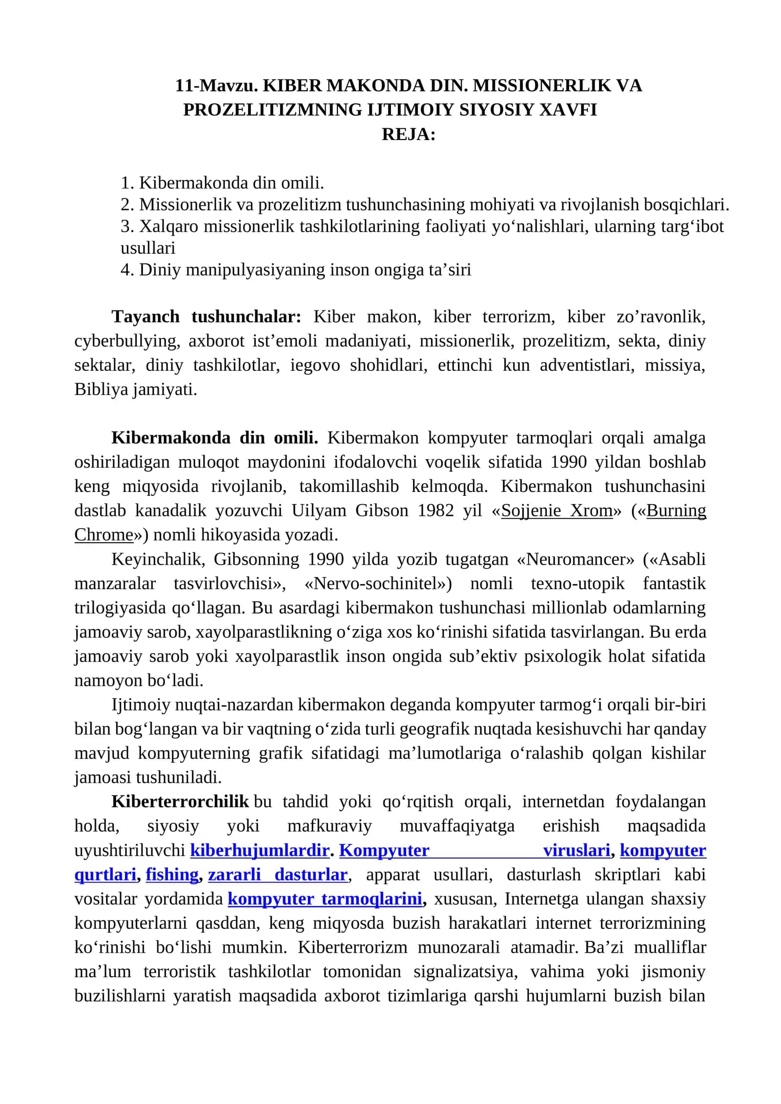 Kibermakonda din omili 1