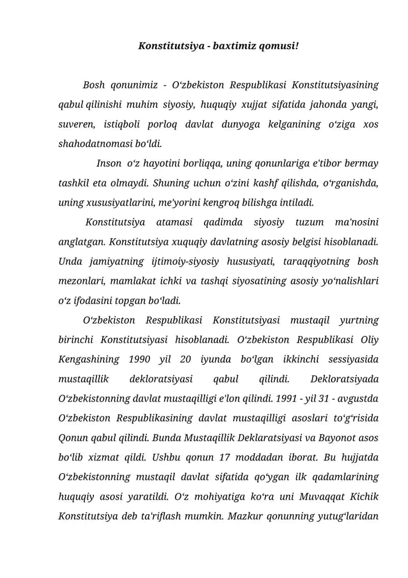 Konstitutsiya - baxtimiz qomusi! 1