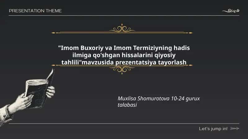 Imom Buxoriy va Imom Termiziyning hadis ilmiga qo'shgan hissalarini qiyosiy tahlili 1