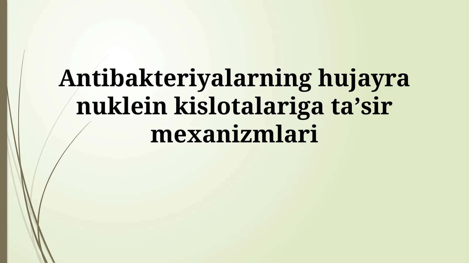 Antibakteriyalarning hujayra nuklein kislotalarigataʼsirmexanizmlari 1