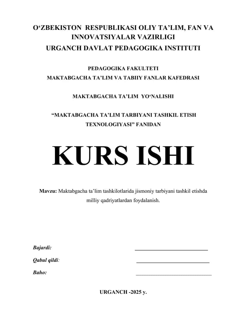 Maktabgacha Ta'lim Tarbiyani Tashkil Etish Texnologiyasi 1