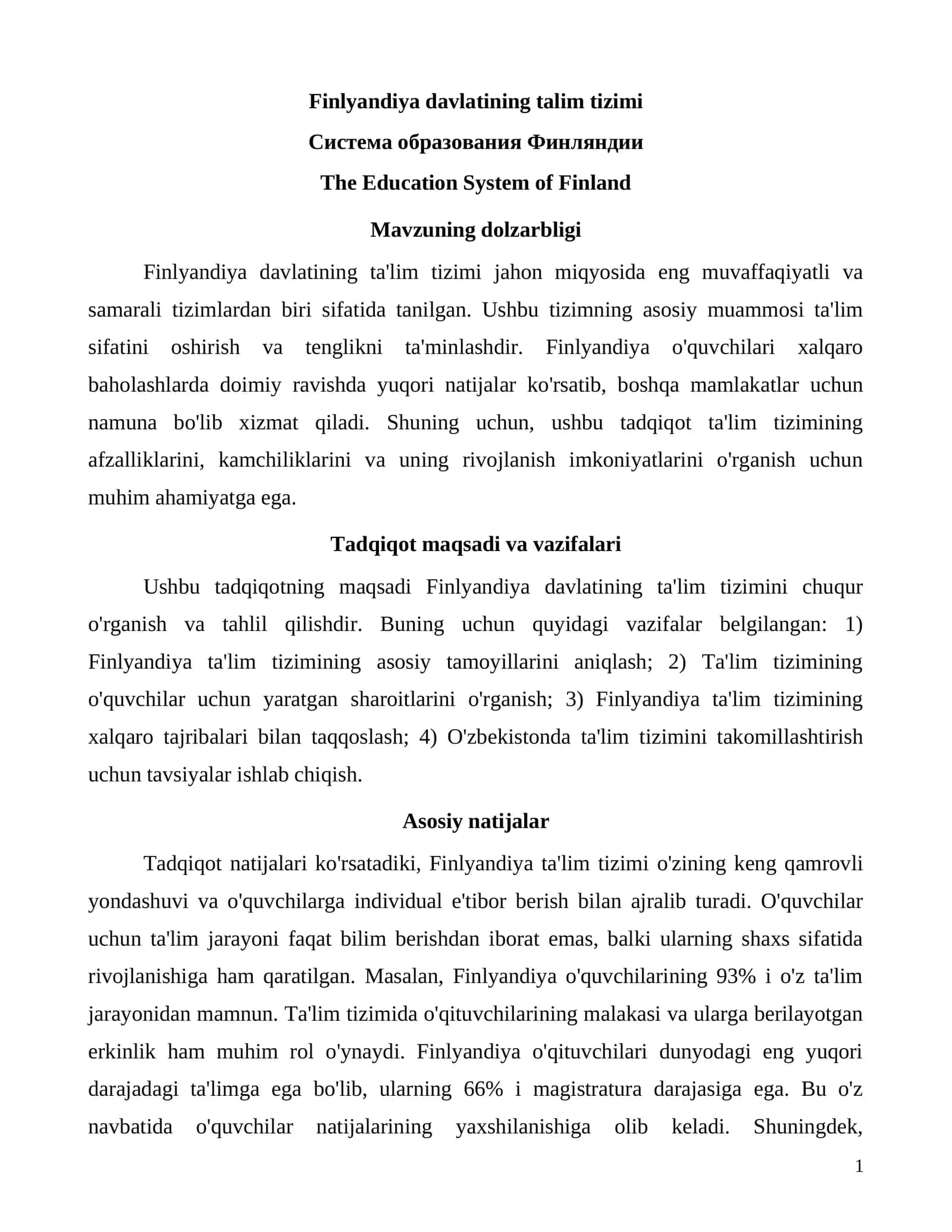 Finlyandiya davlatining talim tizimi 1
