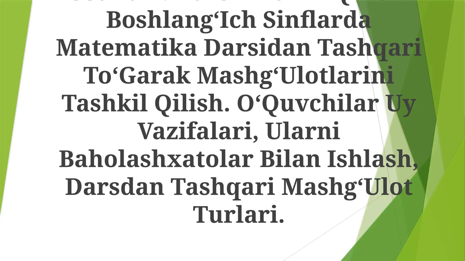 BoshlangʻIch Sinflarda Matematika Darsidan Tashqari ToʻGarak MashgʻUlotlarini Tashkil Qilish 1