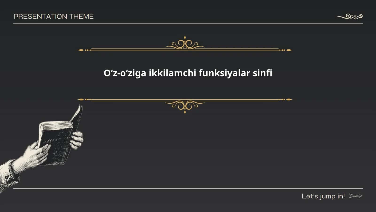 O‘z-o‘ziga ikkilamchi funksiyalar sinfi 1