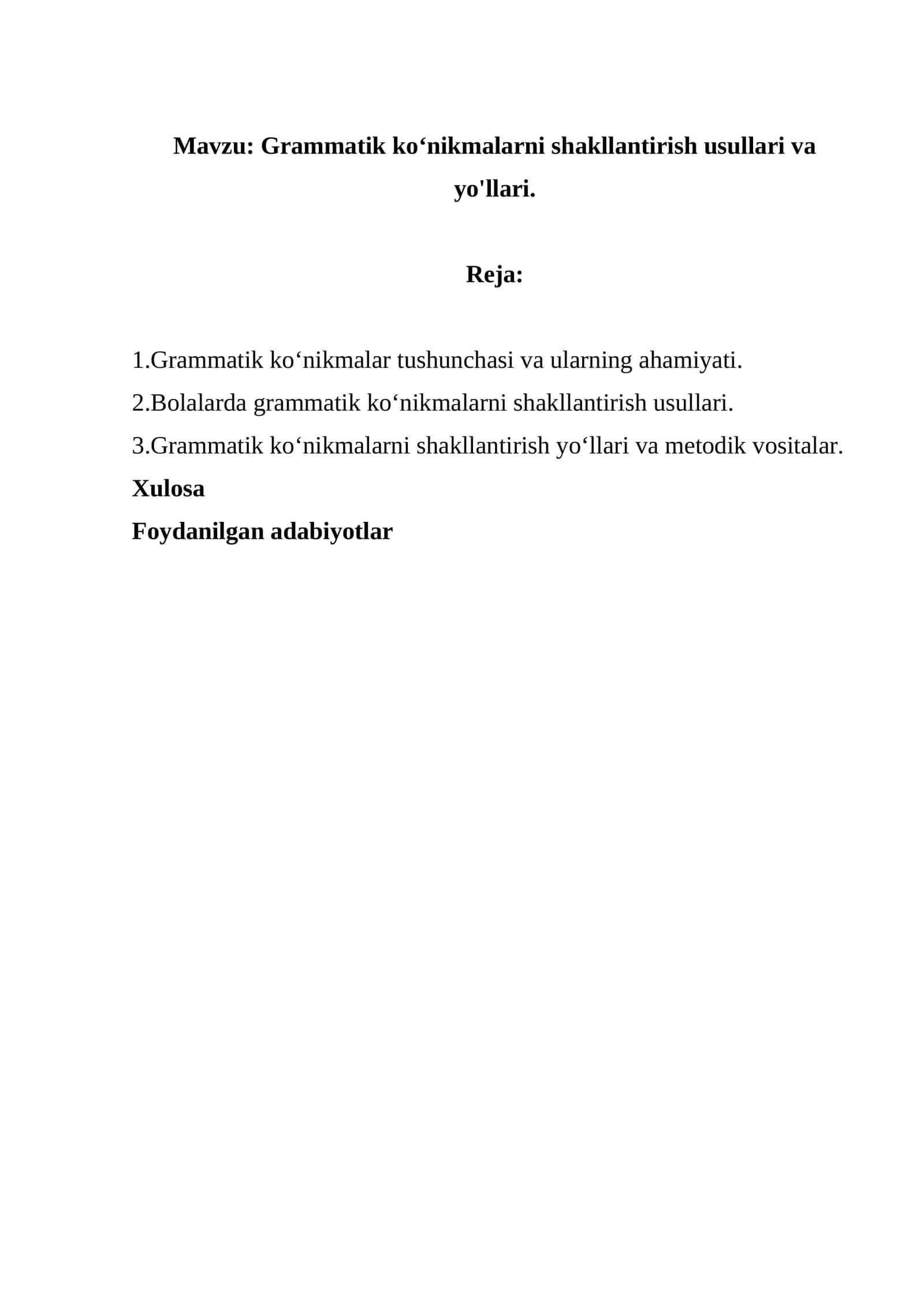 Grammatik ko‘nikmalarni shakllantirish usullari va yo'llari 1