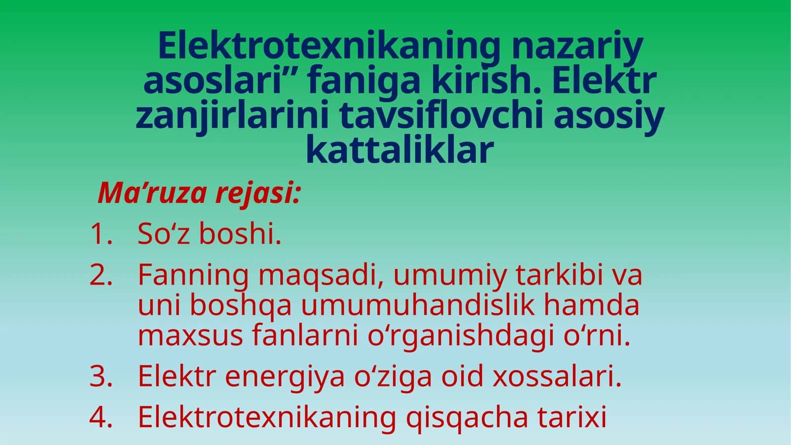 Elektrotexnikaning nazariy asoslari 1