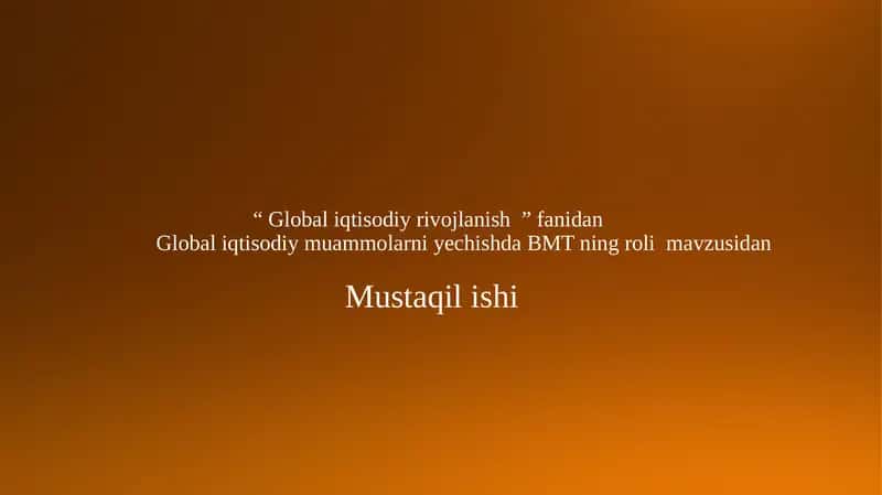 Global iqtisodiy muammolar 1