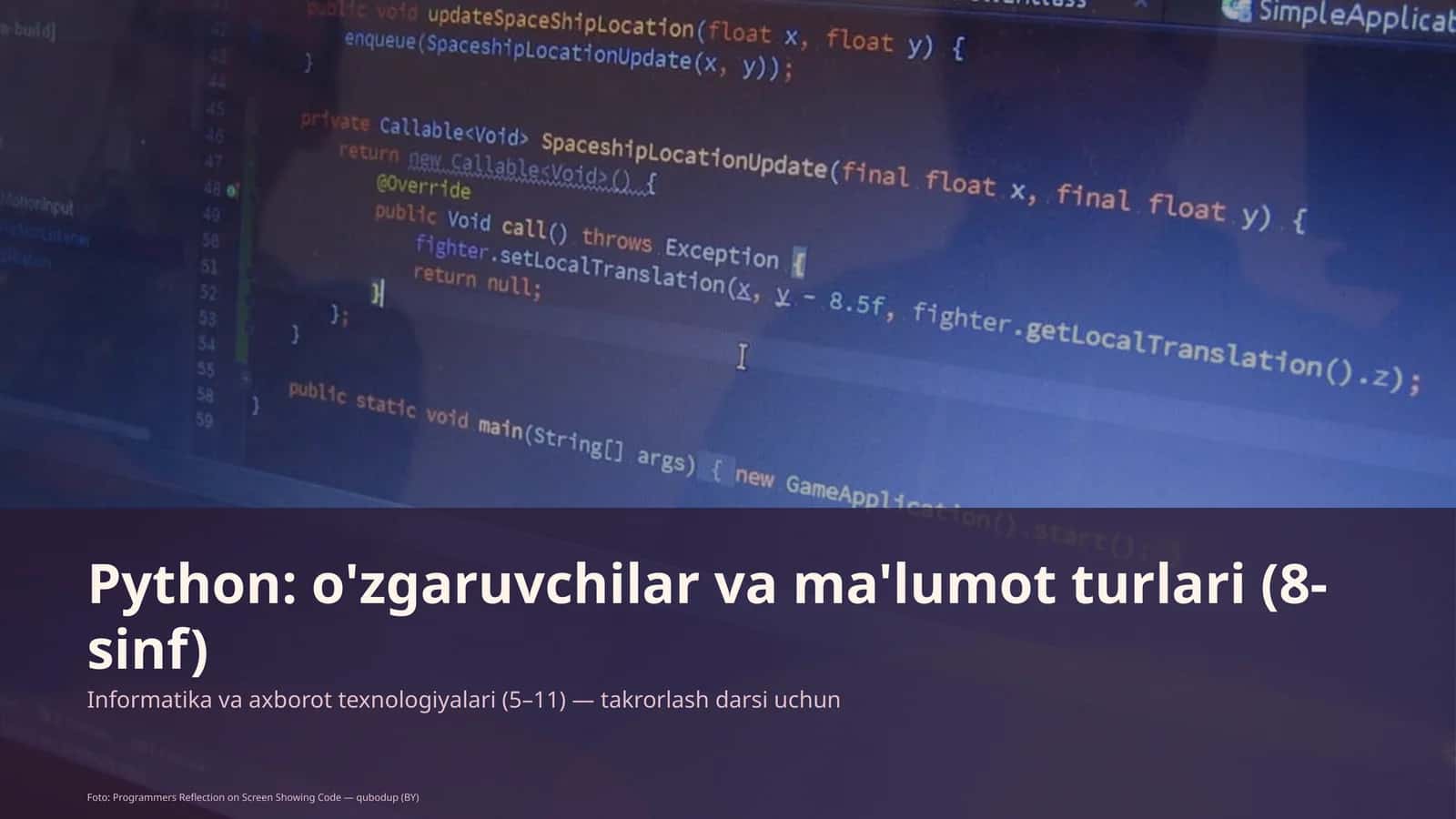 Python: o'zgaruvchilar va ma'lumot turlari (8-sinf) 1