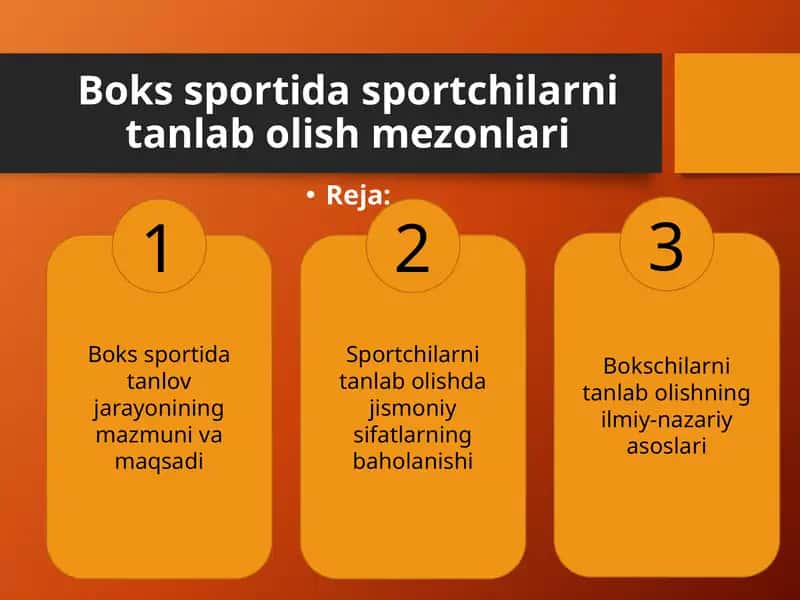 Boks sportida tanlov jarayonining mazmuni va maqsadi 1