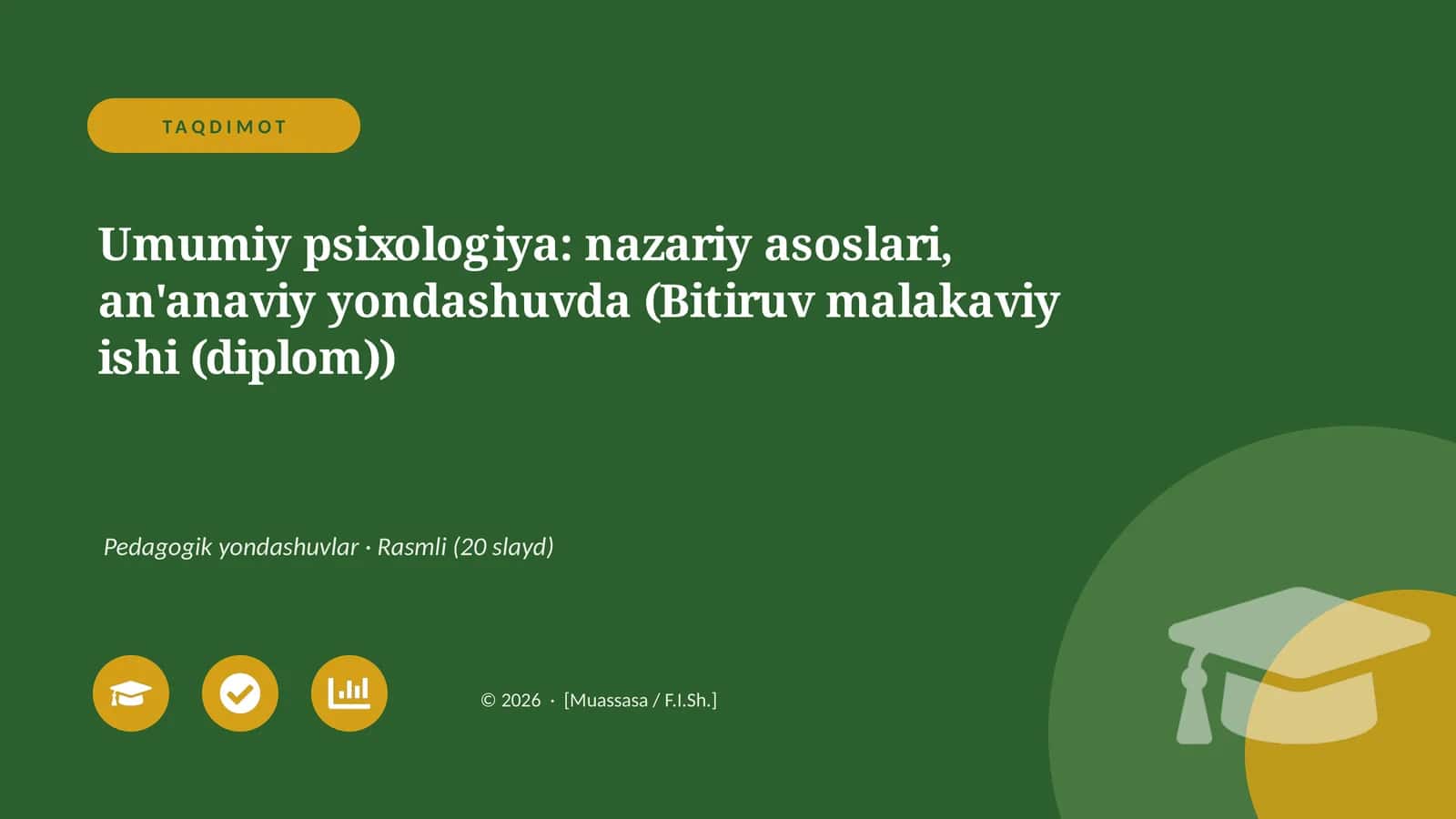 Umumiy psixologiya: nazariy asoslari, an'anaviy yondashuvda (Bitiruv malakaviy ishi (diplom)) 1