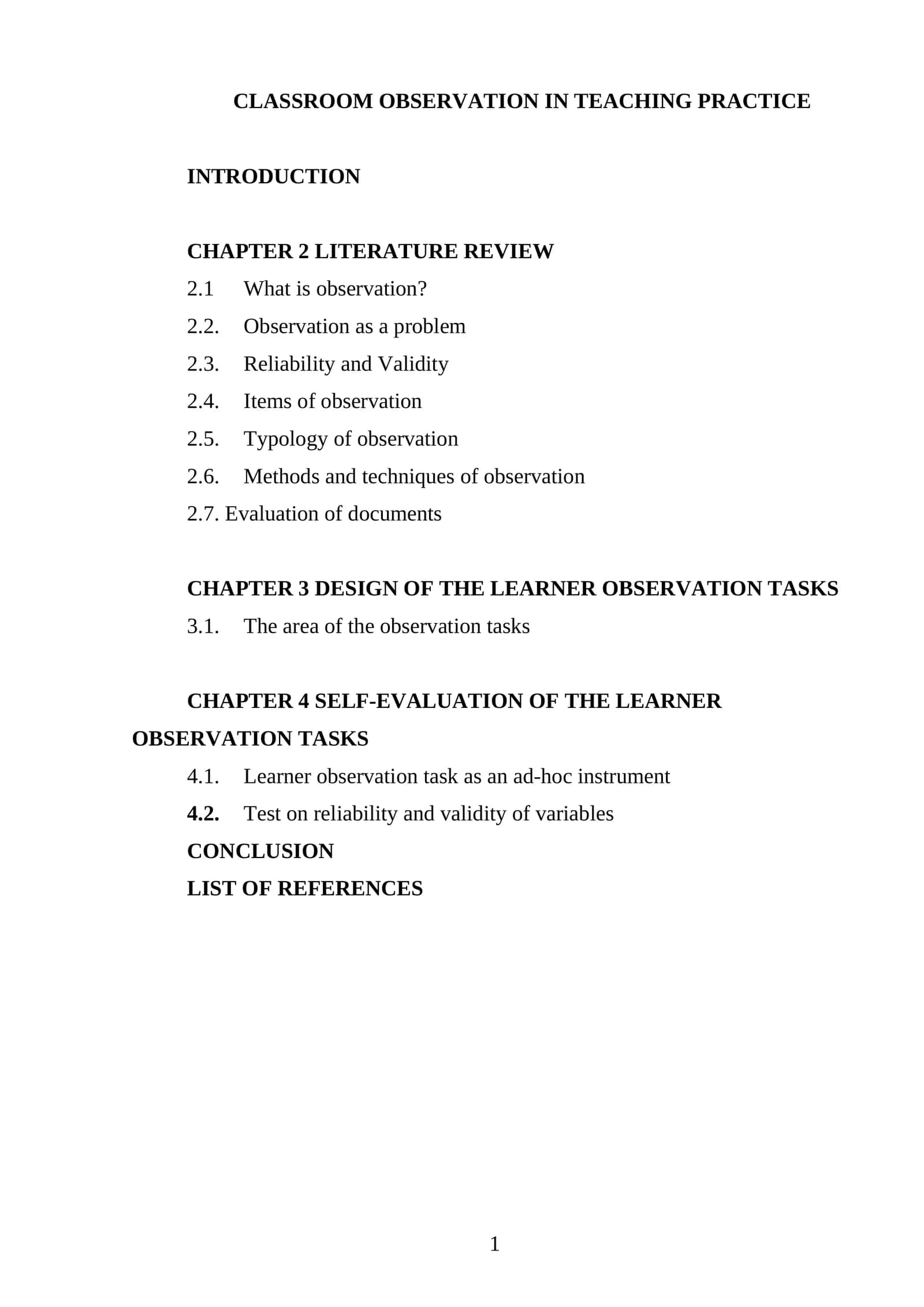 CLASSROOM OBSERVATION IN TEACHING PRACTICE 1