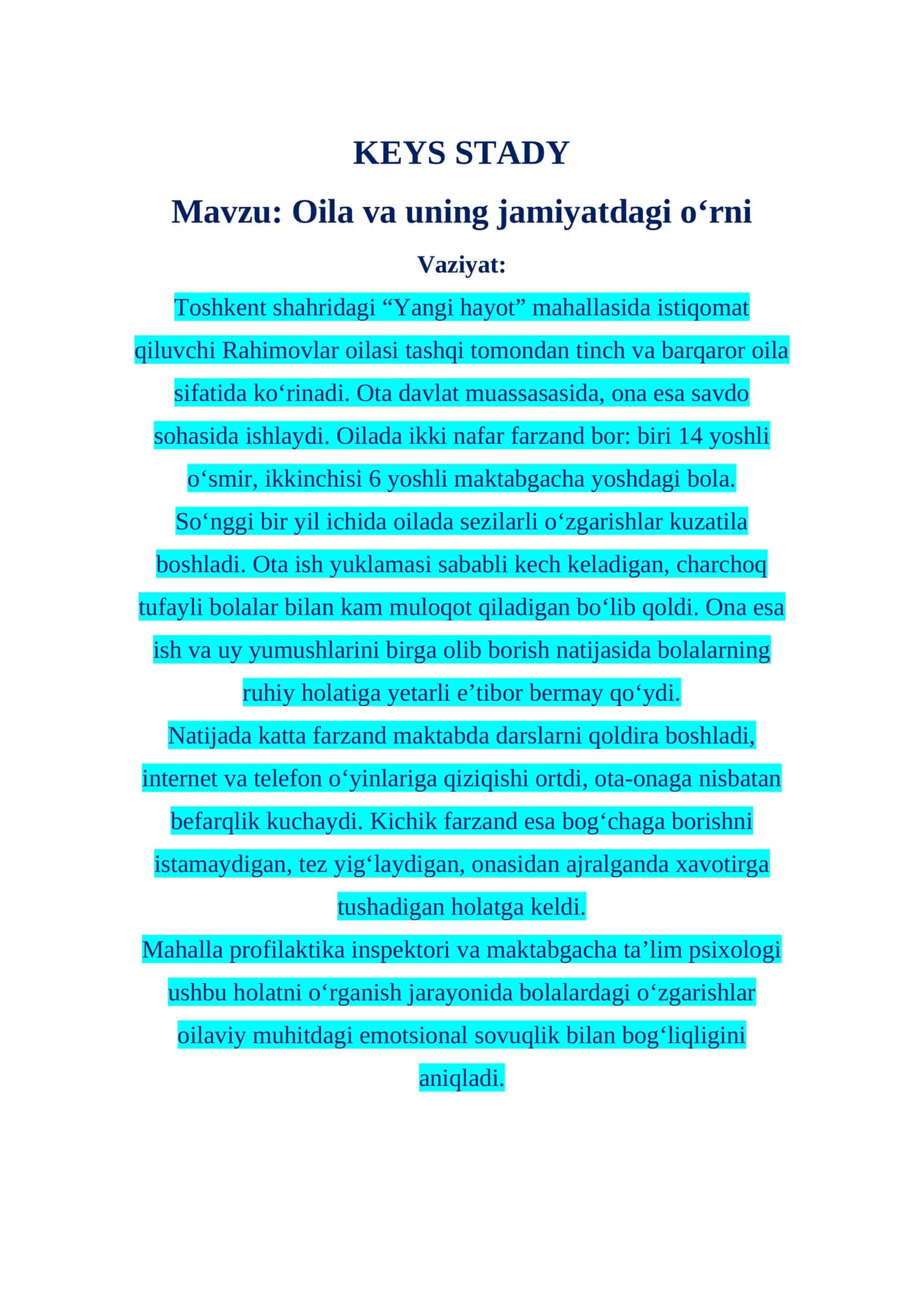 Oila va uning jamiyatdagi o‘rni 1