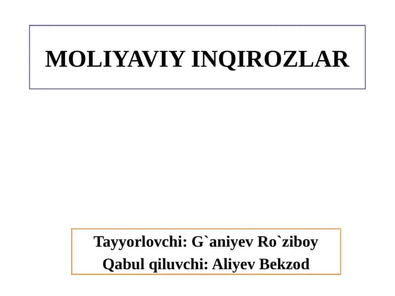 MOLIYAVIY INQIROZLAR 1