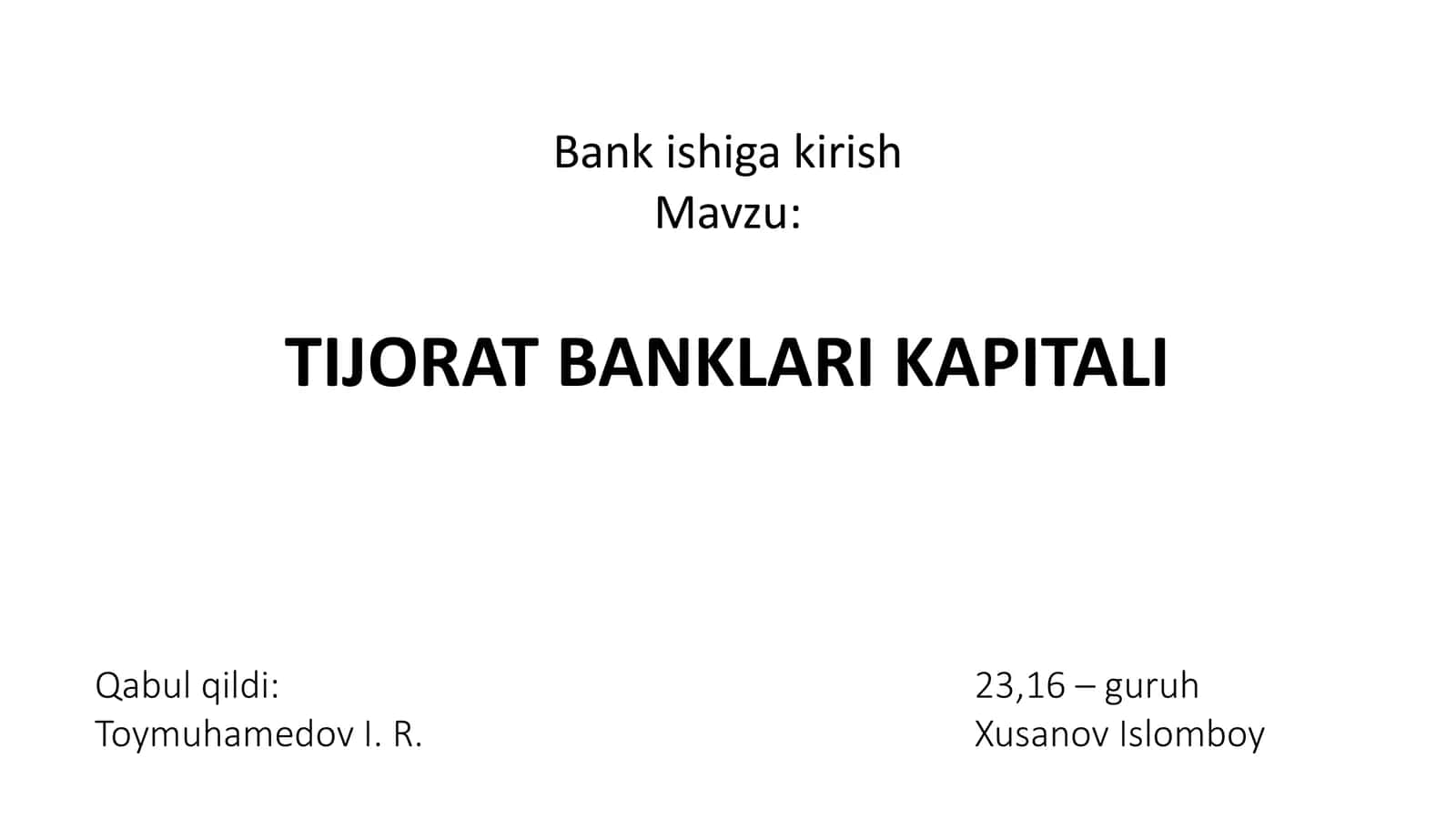 Tijorat Banklari Kapitali 1