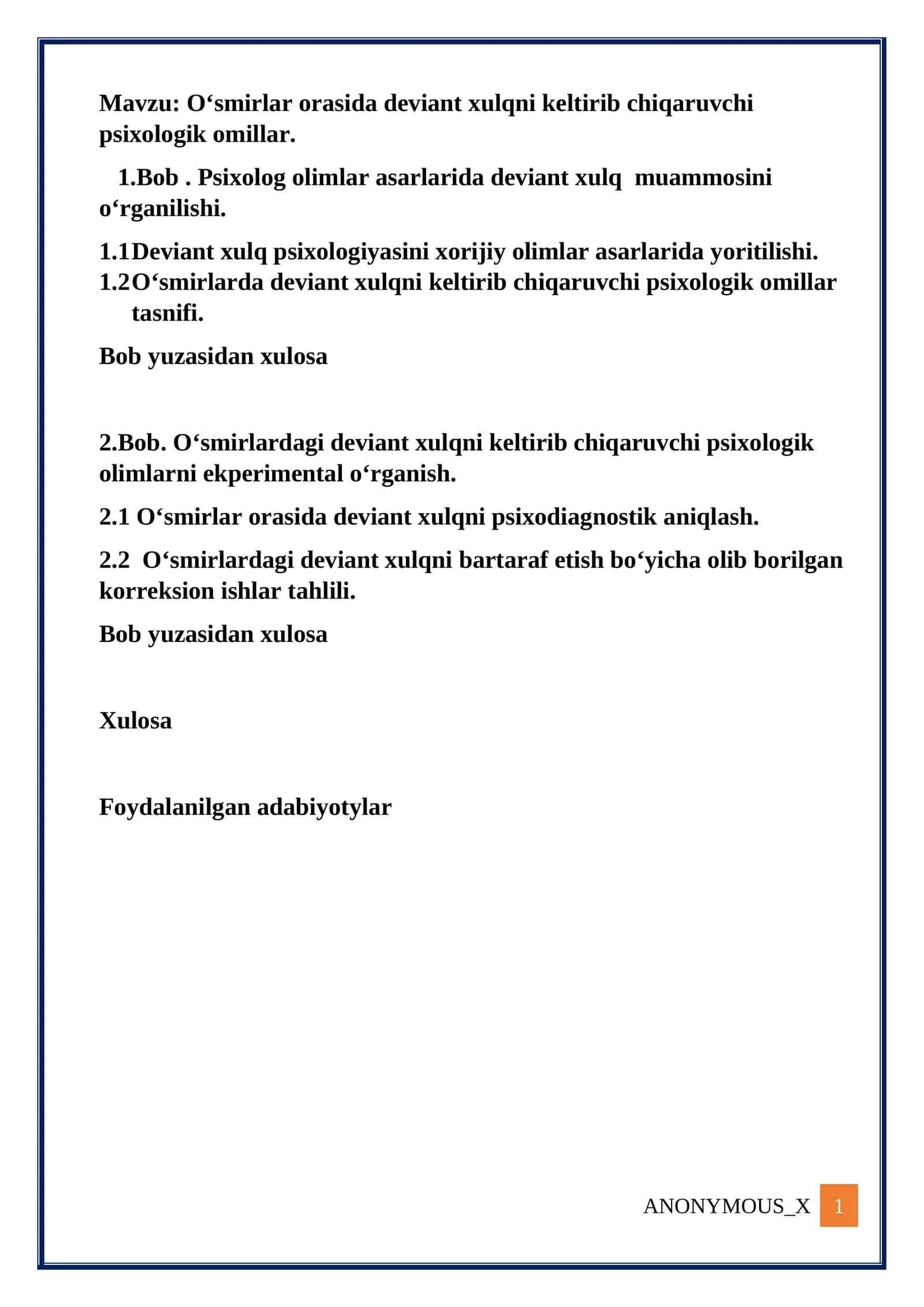 O‘smirlar orasida deviant xulqni keltirib chiqaruvchi psixologik omillar 1