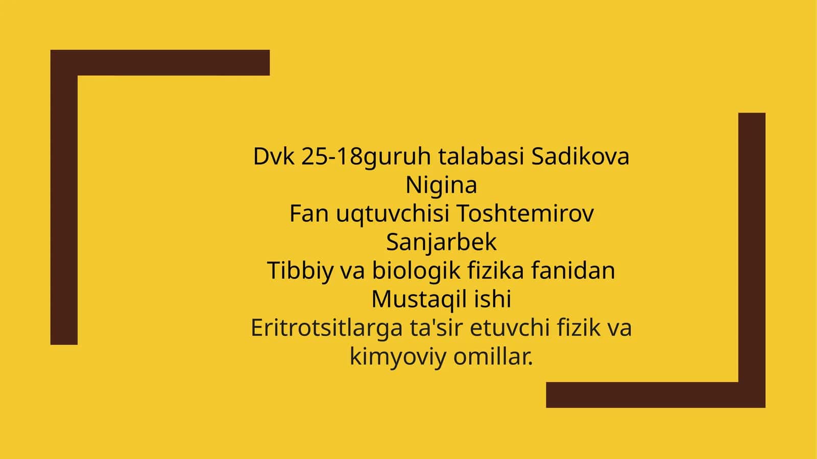 Eritrotsitlarga ta'sir etuvchi fizik va kimyoviy omillar. 1