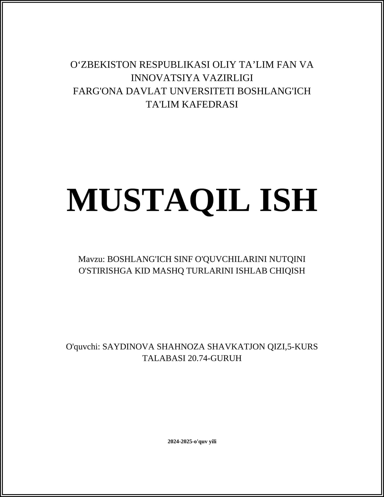 Hikoya aytish mashqlari 1