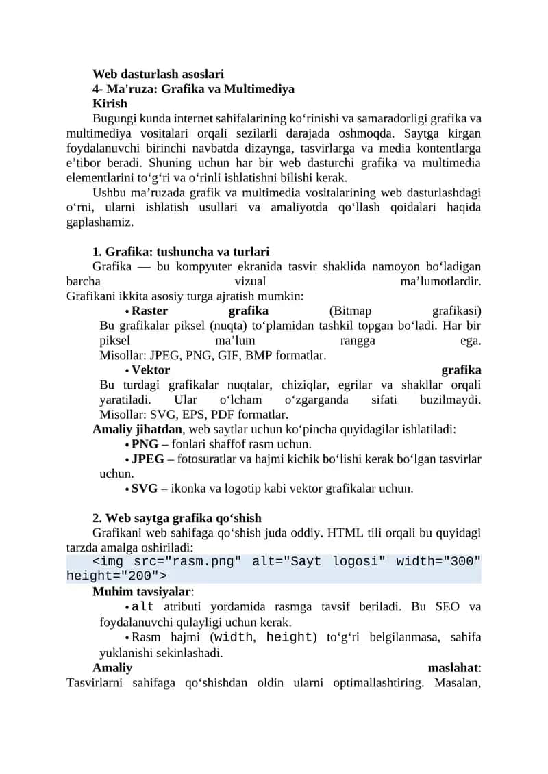 Grafika va Multimediya 1