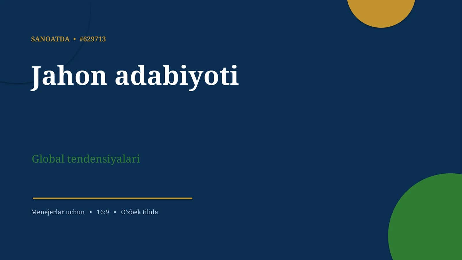 Jahon adabiyoti Global tendensiyalari 1