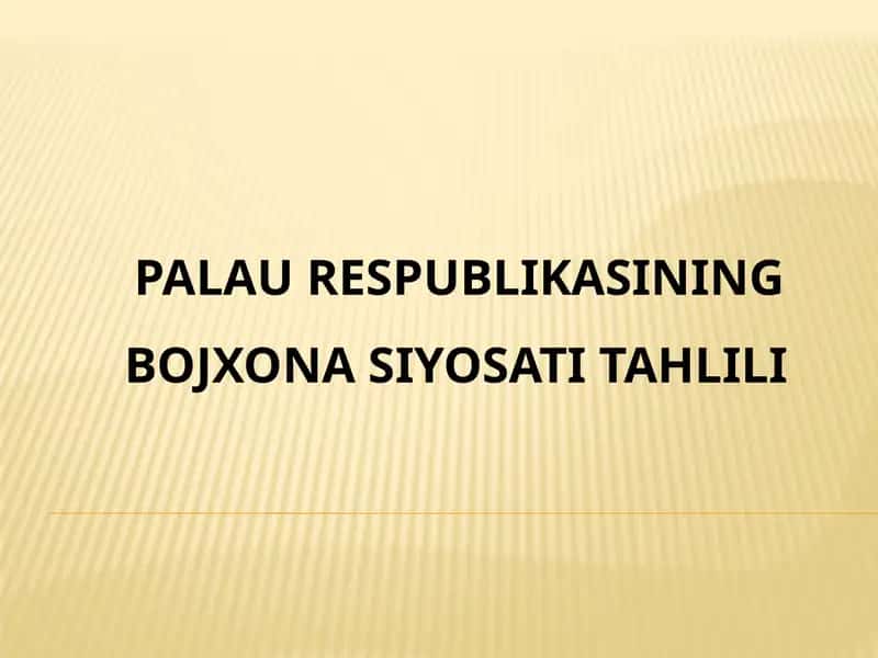 PALAURESPUBLIKASINING BOJXONA SIYOSATI TAHLILI 1
