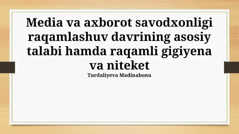 Raqamli gigiena va odobi 1
