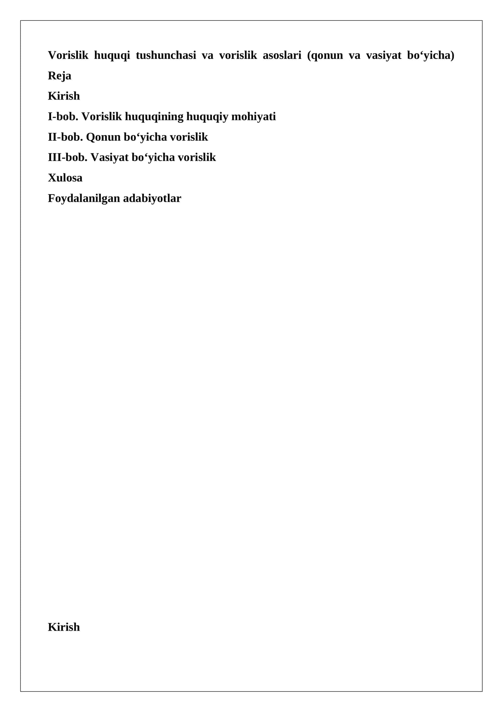 Vorislik huquqi tushunchasi va vorislik asoslari (qonun va vasiyat bo‘yicha) 1