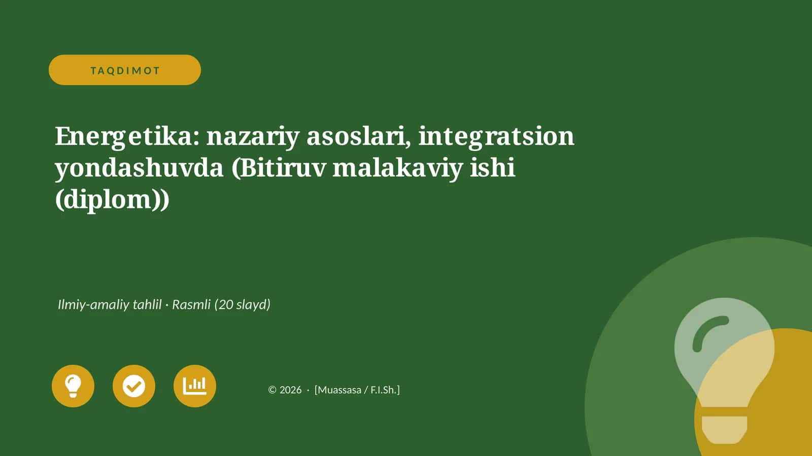 Energetika: nazariy asoslari, integratsion yondashuvda 1