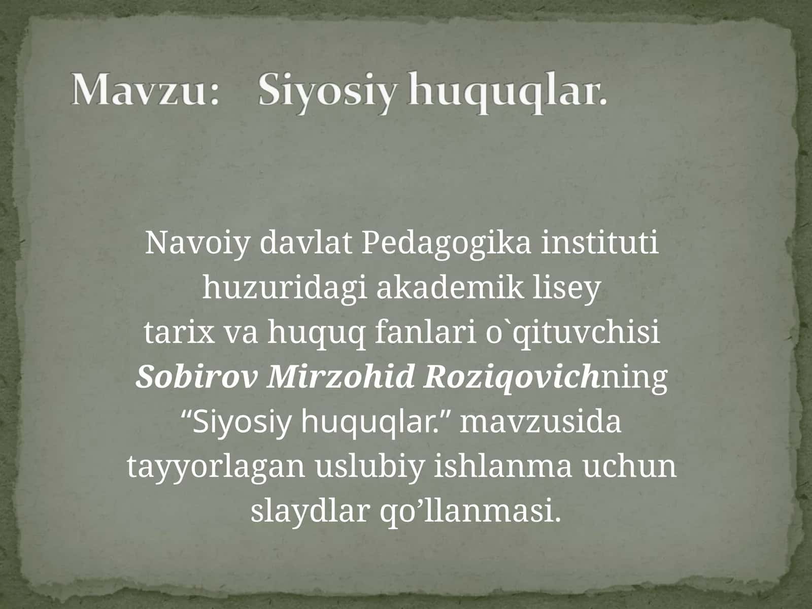 Siyosiy huquqlar 1