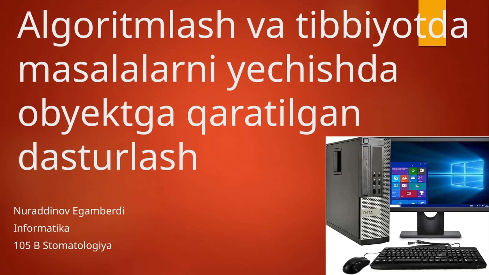Algoritmlash vatibbiyotdagi masalalar yechishda obyektga qaratilgan dasturlash 1