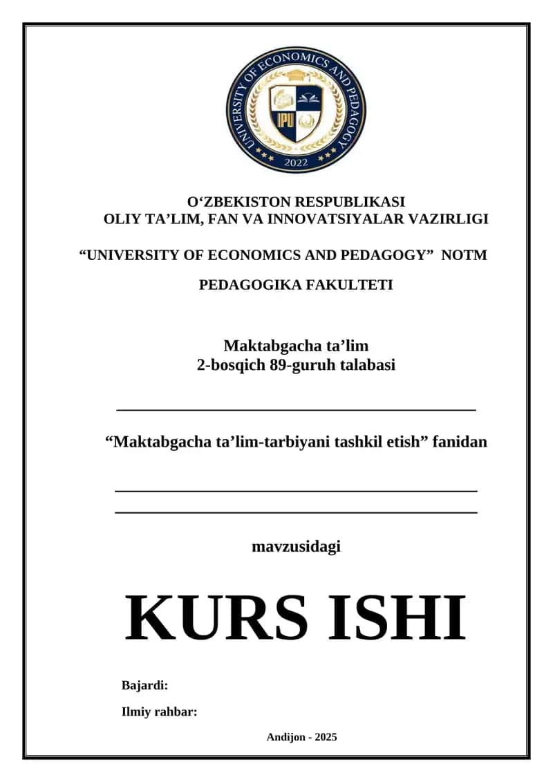 Maktabgacha ta’lim-tarbiyani tashkil etish 1