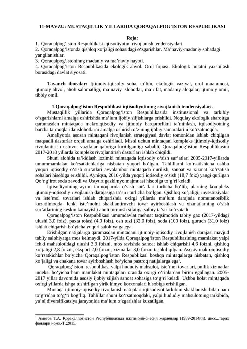 MUSTAQILLIK YILLARIDA QORAQALPOG‘ISTON RESPUBLIKASI 1