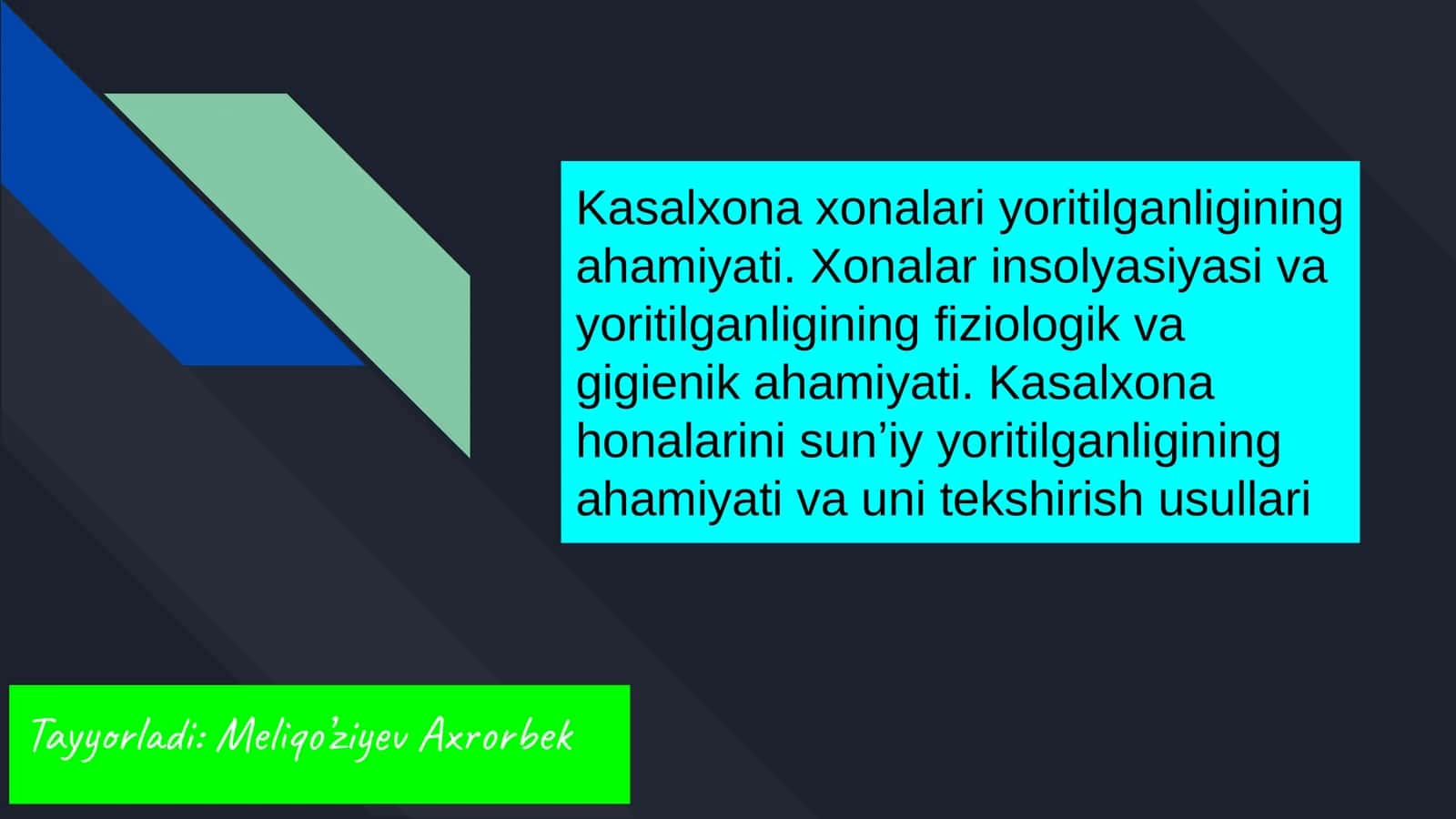 Kasalxonalar yoritilishi 1