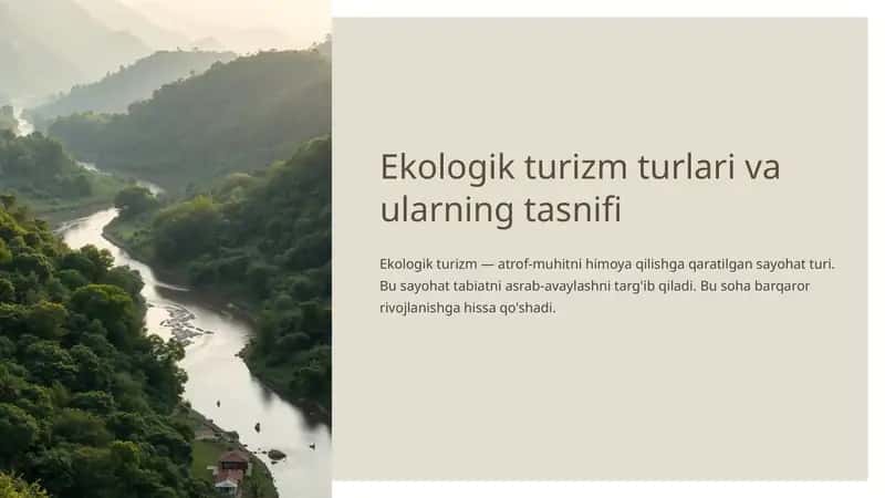 Ekologik turizm turlari va ularning tasnifi 1