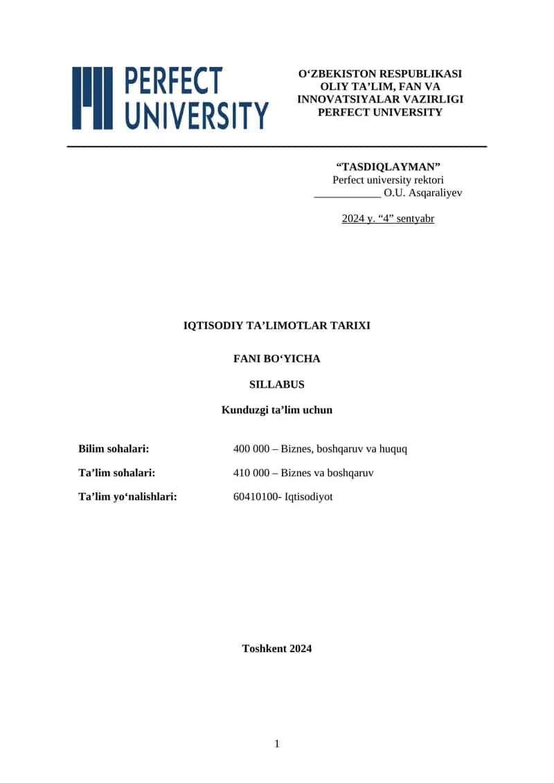 IQTISODIY TA’LIMOTLAR TARIXI 1