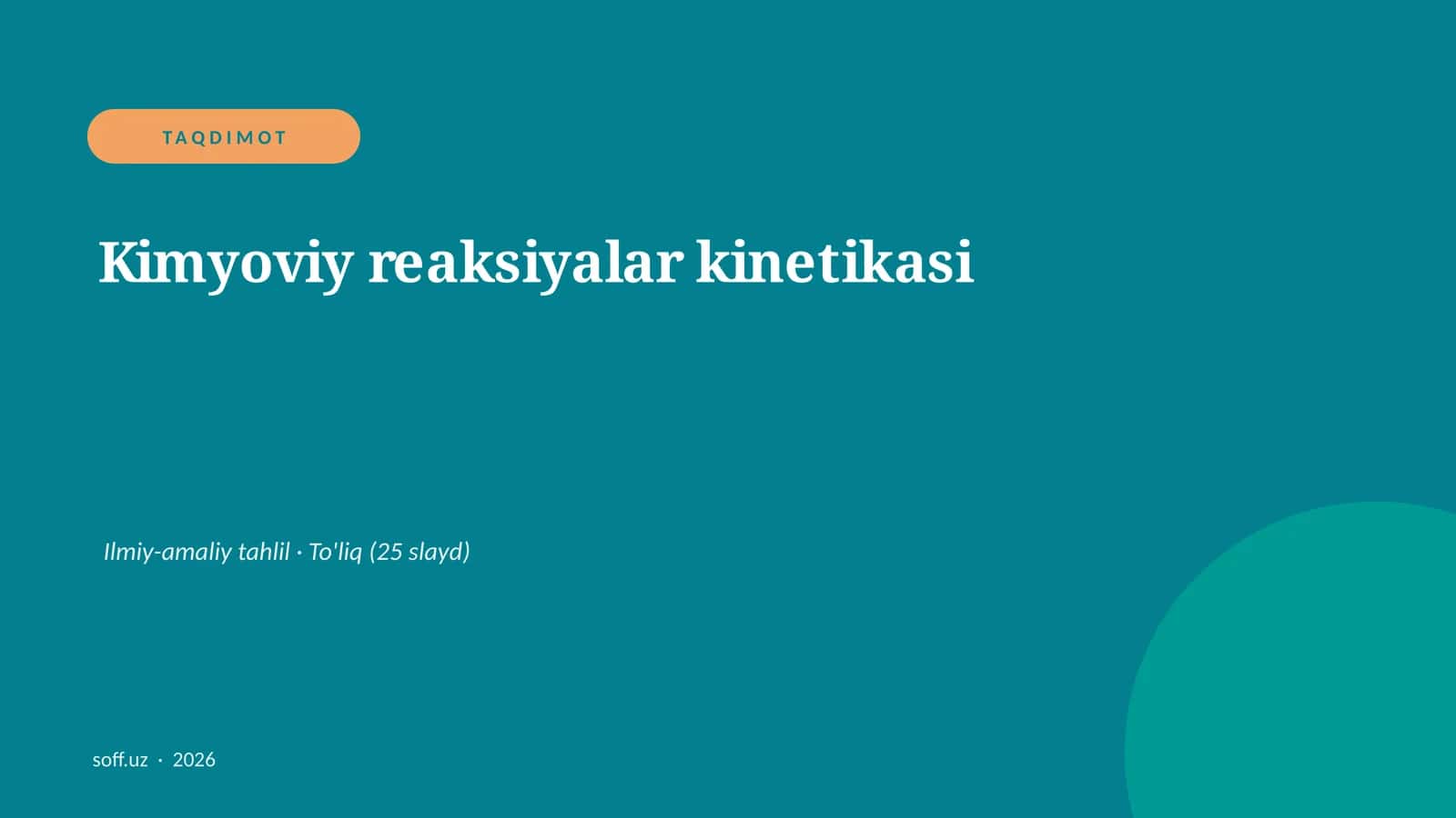 Kimyoviy reaksiyalar kinetikasi 1