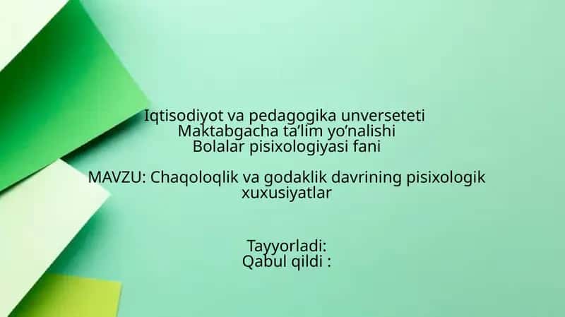 Bolalar pisixologiyasi fani 1