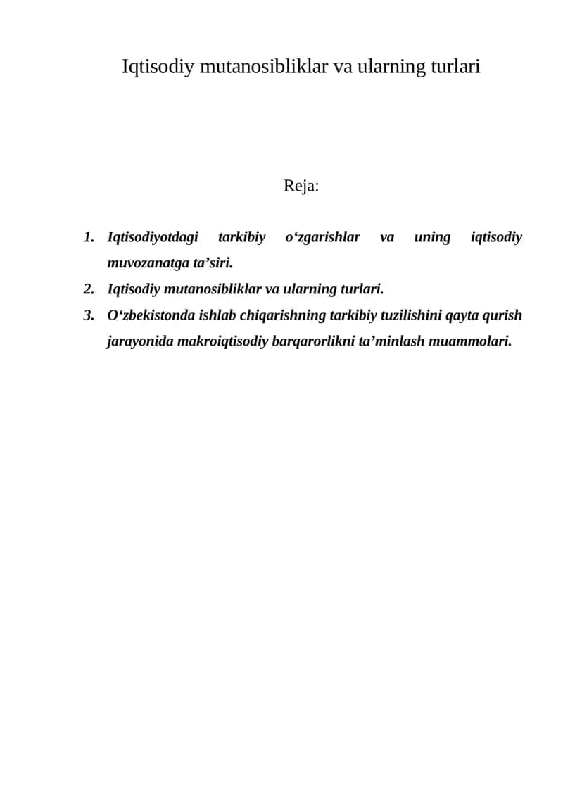 Iqtisodiy mutanosibliklar va ularning turlari 1