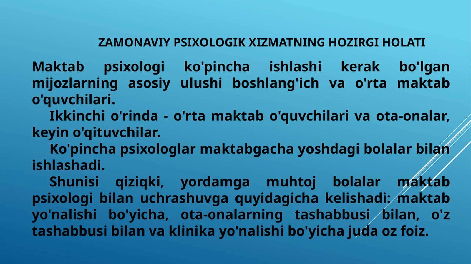 ZAMONAVIY PSIXOLOGIK XIZMATNING HOZIRGI HOLATI 1