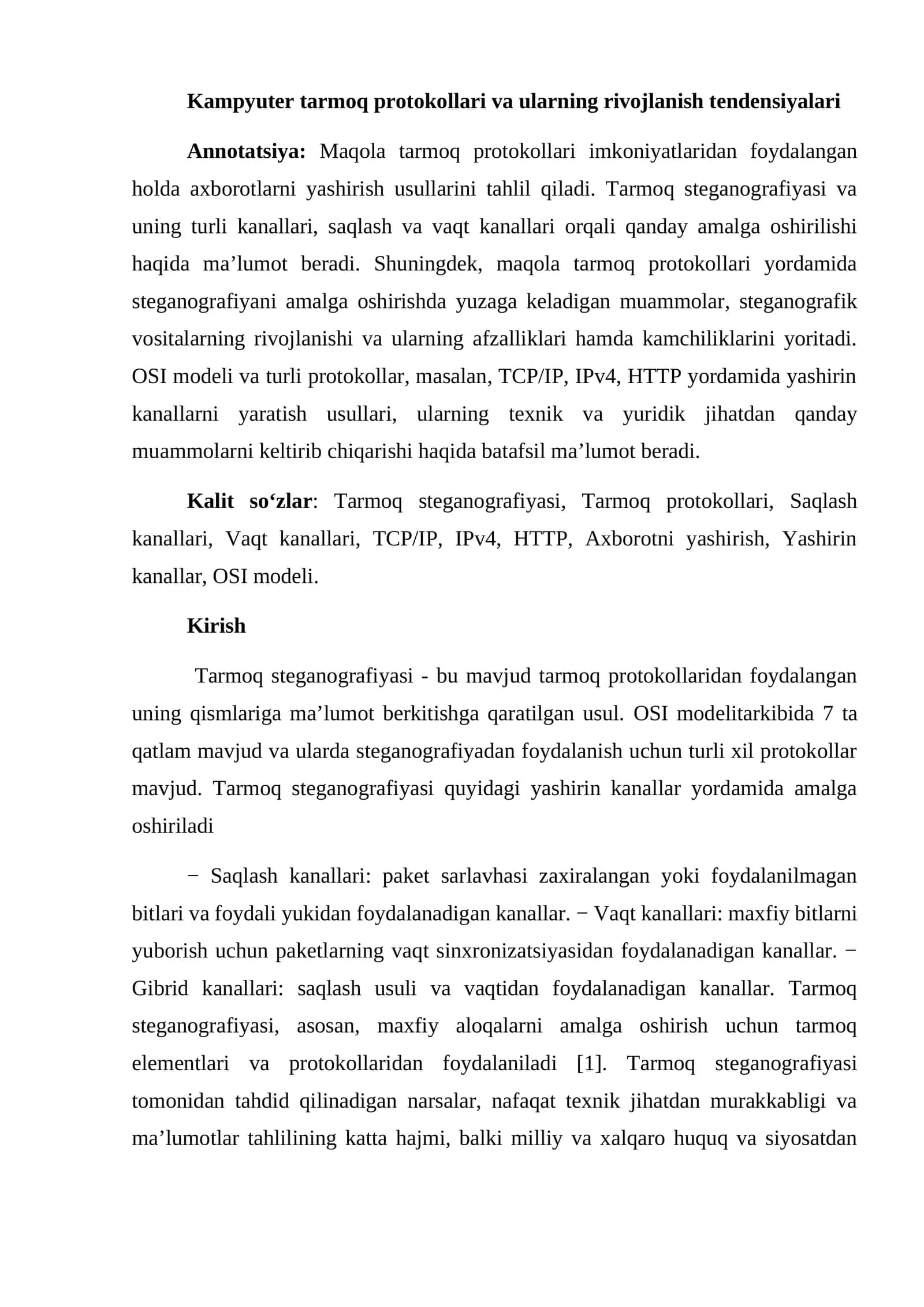 Kampyuter tarmoq protokollari va ularning rivojlanish tendensiyalari 1
