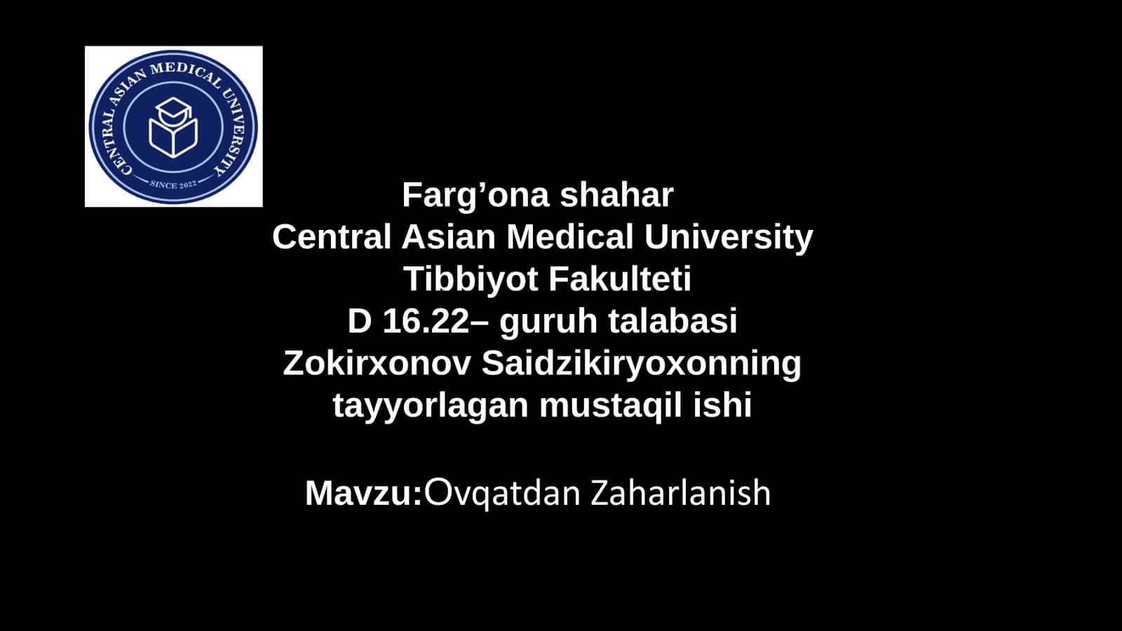 Zokirxonov Saidzikir yoxonning tayyorlagan mustaqilishi 1