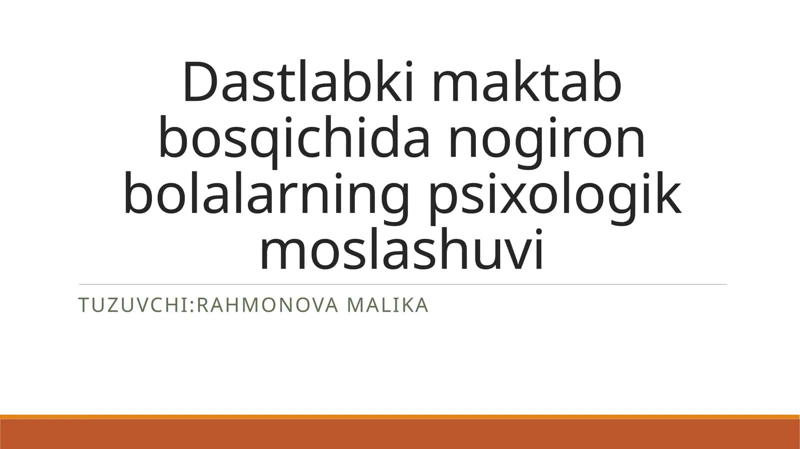Dastlabki maktab bosqichidan og'iron bolalarning psixologik moslashuvi 1