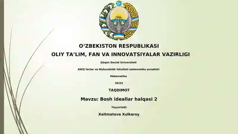 Bosh ideallar halqasi 2 1