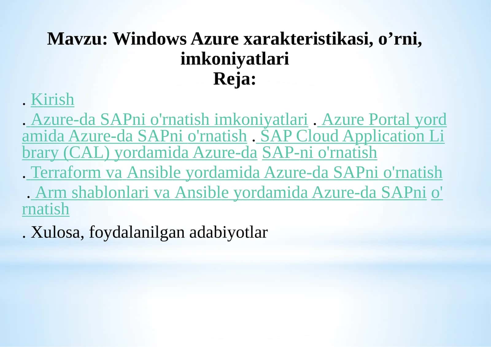 Windows Azure xarakteristikasi, o’rni, imkoniyatlari 1
