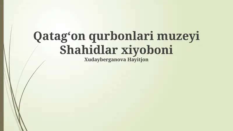 Qatagʻon qurbonlari muzeyi Shahidlar xiyoboni 1