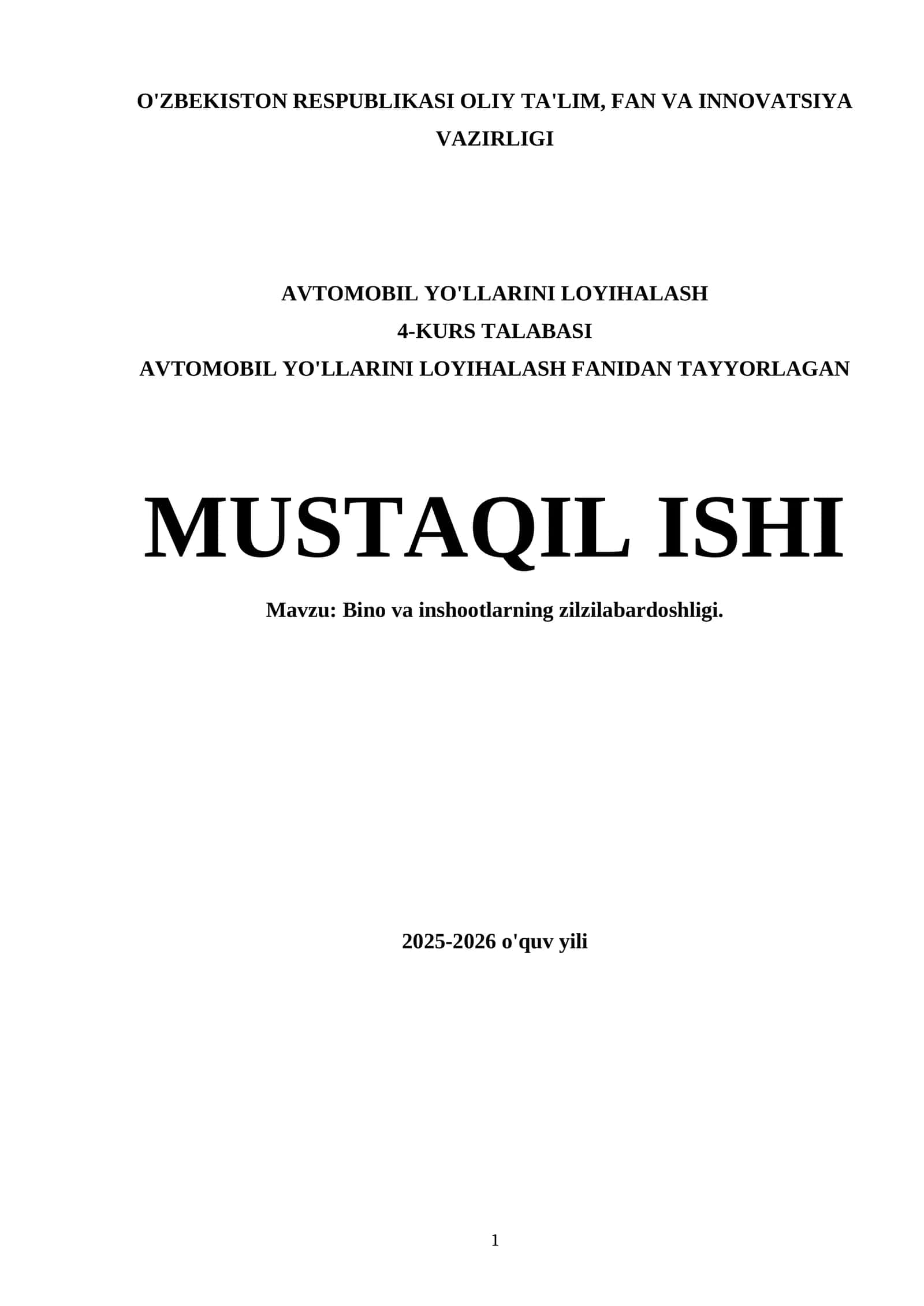 Bino va inshootlarning zilzilabardoshligi 1