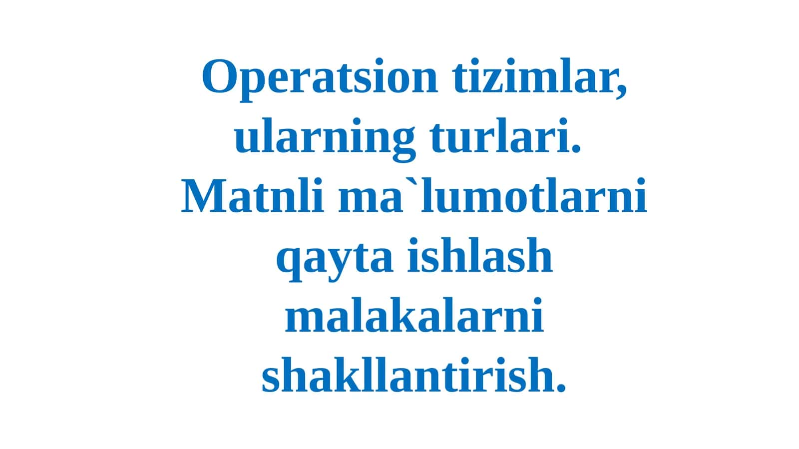 OPERATSION TIZIMLAR 1